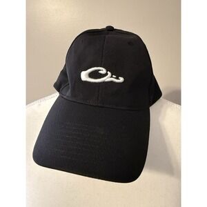 DRAKE Waterfowl Cotton Fitted Black Cap Hat Logo Size L/XL